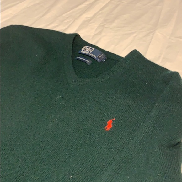 Forrest green Polo by Ralph Lauren v-neck sweater - Picture 1 of 3